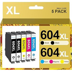 HALLOLUX 604XL kārtridži priekš Epson 604 XL Multipack kasetnes priekš Epson XP 2205 XP 3200 XP 4200 XP 3205 XP 4205 Workforce WF 2930 WF 2935 WF 2910 (2 melns, 1 dzeltens, 1 dzeltens, 1 dzeltens