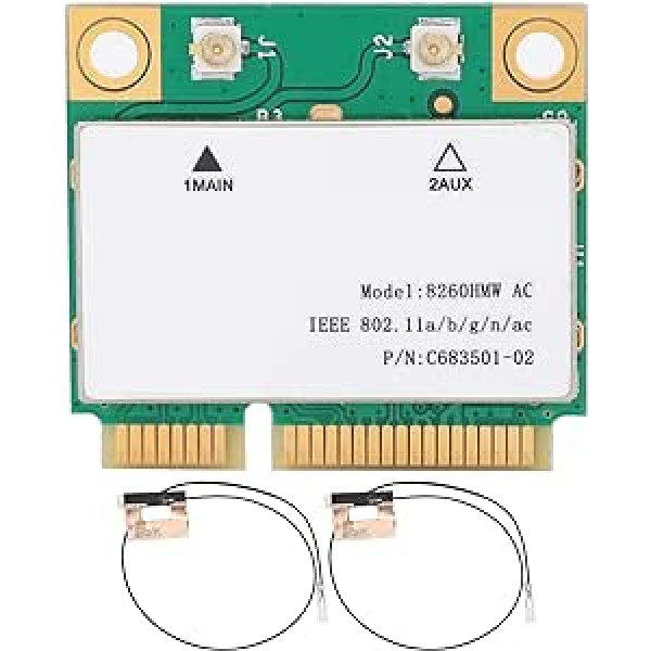 Bezvadu tīkla karte 2.4G / 5G Gigabit Dual Band 802.11AC PCI-E WiFi karte Bluetooth 4.2+2 antenas atbalsts maksimālais ātrums 867Mbps