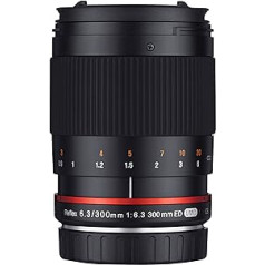 Samyang MF 300mm F6.3 für APS-C Sensor & MFT — 450 mm līdzvērtīga Brennweite un Kleinbildkameras, izturīga Metallfassung, extrem leicht & kompakt