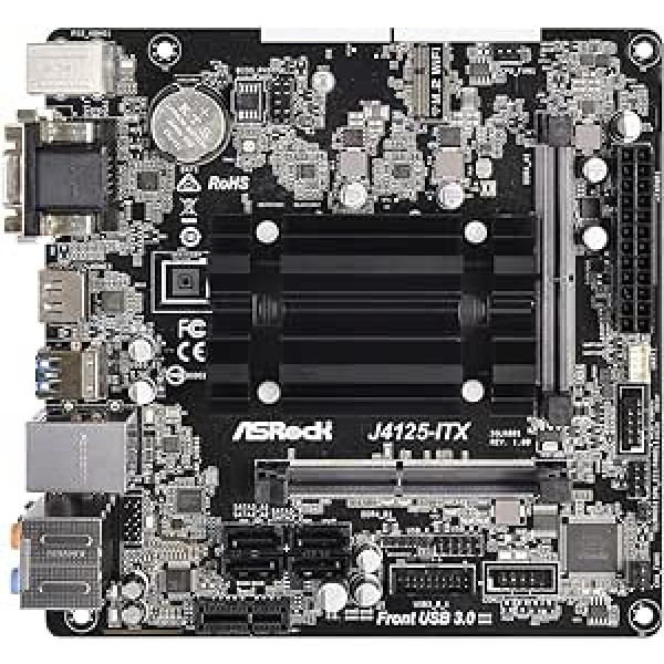 ASRock J4125-ITX, Intel, SOC (J4125), 2DDR4 (SO-DIMM), 8GB, VGA+DVI+HDMI, GBLAN, 4SATA3, 4USB3.2, MITX, viens izmērs