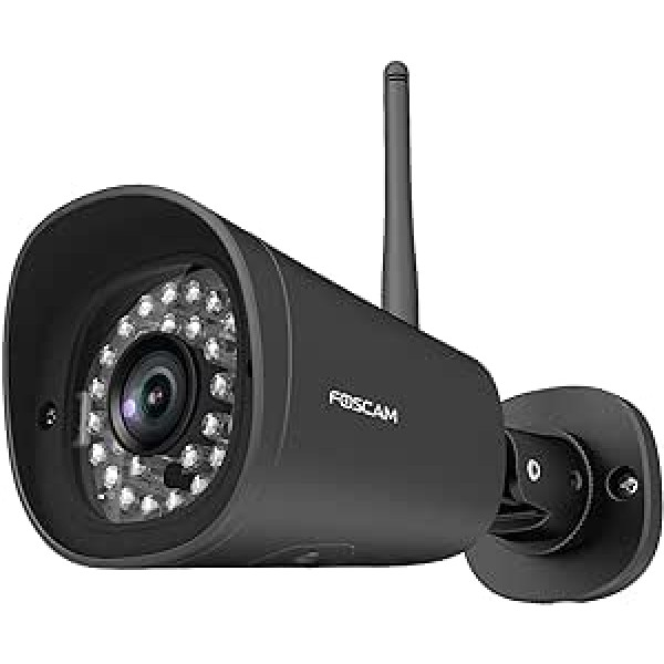 Foscam FI9902P WiFi IP kamera drošības mākoņa ierakstīšana AI cilvēka noteikšanas nakts redzamības saderīgs Alexa (P2P 1080P HD ONVIF) (1080P melns)