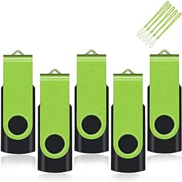 EASTBULL USB Stick 8 GB Pack of 5 Memory Stick 2.0 USB Stick Data Storage Green