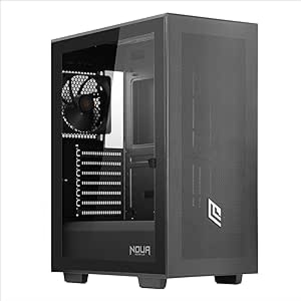 Noua Utopia F501 Black Case PC Gaming ARGB Mid-Tower ATX, PWM melns 120 mm ventilators, priekšējā paneļa tīkls un rūdīta stikla sānu panelis, atbalsta 360 mm radiatoru