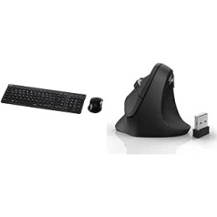 Hama bezvadu tastatūra ar peles komplektu (vācu QWERTZ izkārtojums) Melna un bezvadu pele Ergonomiska (Bezvadu bezvadu pele ar optisko sensoru 1000/1400/1800 dpi) Melns