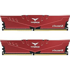 TEAMGROUP T-Force Vulcan Z DDR4 32 GB komplekts (2 x 16 GB) 3600 MHz (PC4 28800) CL18 galddatora atmiņa RAM TLZRD432G3600HC18JDC01 — sarkans