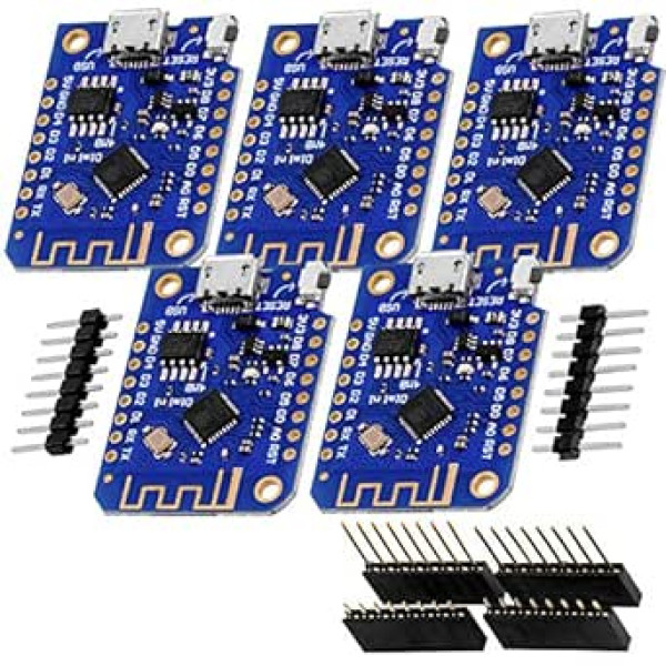 AZDelivery 5 x D1 Mini V3 NodeMCU ESP8266EX WLAN modulis, kas saderīgs ar Arduino ar e-grāmatu