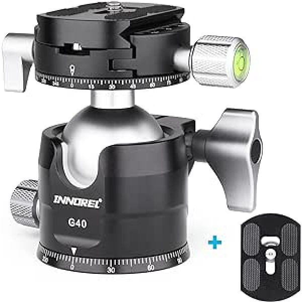 INNOREL G40 Low Profile Tripod Ball Head Double Panoramic Metal Camera Tripod Ball Head with 1/4