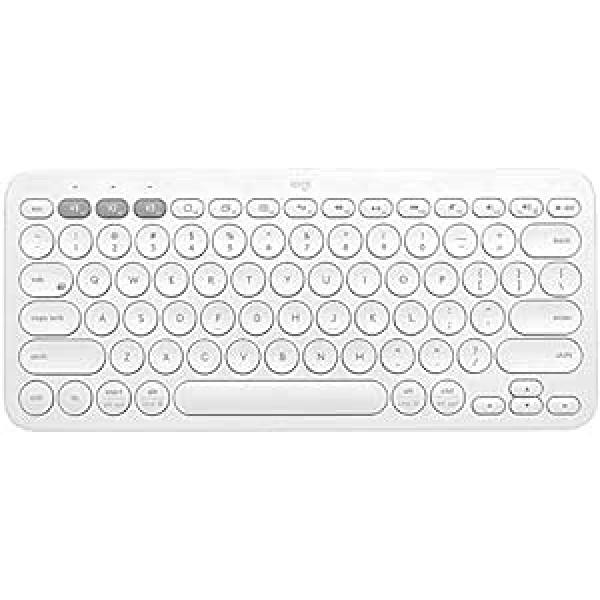 Logitech K380 wireless multi-device Bluetooth keyboard with Easy-Switch for up to 3 devices, slim - PC, notebook, Windows, Mac, Chrome OS, Android, iPad OS, Apple TV, German QWERTZ layout - White