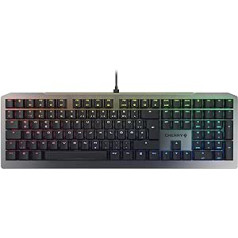 CHERRY MV 3.0 mehāniskā spēļu tastatūra ar RGB apgaismojumu, vācu izkārtojums (QWERTZ), spilgts alumīnija dizains, MV slēdži (alts), melna