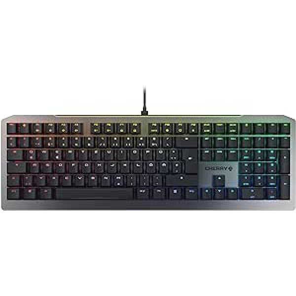 CHERRY MV 3.0 mechaninė žaidimų klaviatūra su RGB apšvietimu, vokiškas išdėstymas (QWERTZ), ryškus aliuminio dizainas, MV jungikliai (altas), juoda