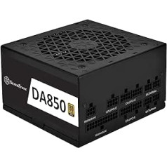 Silverstone SST-DA850-G — pilnībā modulārs 80 Plus Gold ATX barošanas avots ar 850 W, zemu trokšņu līmeni (18 dBA) 120 mm ventilatoru