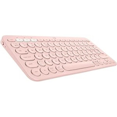 Logitech K380 bezvadu Bluetooth tastatūra, vairāku ierīču un Easy-Switch funkcija, Windows un Apple saīsnes, dators / Mac / planšetdators / mobilais tālrunis / Apple iOS + TV, ASV QWERTY izkārtojums — Rose