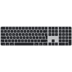 Apple Magic Keyboard ar Touch ID un Ziffernblock: Bluetooth, Wiederaufladbar. Saderīgs ar Mac Computern Chip; Niederländisch, Schwarze Tasten