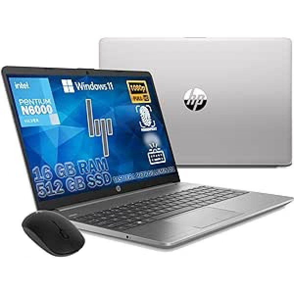 HP, 250 G9 piezīmjdators 2024 īpaši kluss, RAM 16 GB, SSD 512 GB, FullHD 15,6 collu displejs, Intel N6000 4 Core 3,3 GHz, aizmugurgaismota tastatūra, Touch Id, Win 11 Pro, Libre Office, Instant One