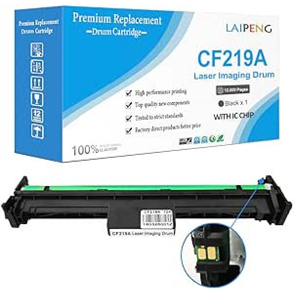 Saderīga trumuļa kasetne 19A CF219A melna nomaiņa HP Laserjet Pro M102a M102w, MFP M130fn M130fw M130nw M130a printerim (trumuļa bloks, 12000 lapas)