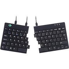 R-Go Split Tastatur, Ergonomische Design ar Geteilte Tastenfeld und Integrierter Pausenanzeige, QWERTY (ASV) izkārtojums, USB Kabelgebunden, Schwarz