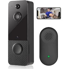 Video durvju zvana kamera HD bezvadu durvju zvana kamera ar Chime Wireless HD nakts redzamības 2 virzienu audio kustības noteikšanas IP66 ūdensizturīga mākoņkrātuve (iOS un Android ierīcēm)