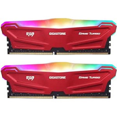 [ RGB DDR4 RAM ] Gigastone Red RGB Game Turbo Desktop RAM 16GB (2x8GB) DDR4 Ram 16GB DDR4-3600 MHz PC4-28800 CL18 1.35V 288 Pin/Pin Unbuffered Non-ECC Computer Memory RAM (PC Desktop Only)