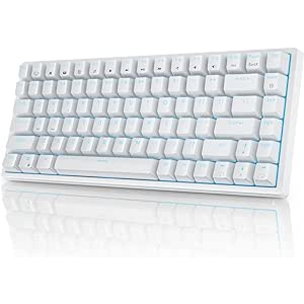 RK ROYAL KLUDGE RK84 zils aizmugurgaismojums, 75% BT5.0/2.4G/USB-C karstās maiņas mehāniskā tastatūra, 84 taustiņu bezslēgtu TKL mehāniskā tastatūra ar noņemamu rāmi, brūns slēdzis