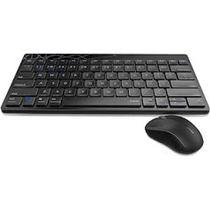 Rapoo 8000M piederumu komplekts datoram, tastatūrai un pelei, bezvadu, vairāku režīmu, bezvadu, USB, 2,4 GHz, Bluetooth, multivides pogas, 1300 DPI, melns