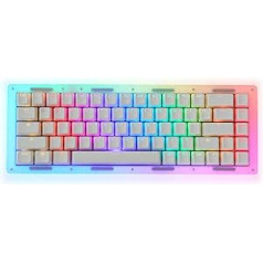 EPOMAKER TK68 65% blīvējums, akrils, karsti maināms 2,4 GHz/Bluetooth 5.0/USB-C vadu bezvadu spēļu tastatūra ar RGB fona apgaismojumu, caurspīdīgi pudinga taustiņu vāciņi birojam/mājai/Win/Mac.