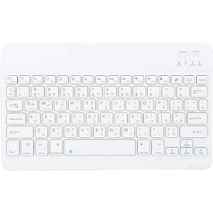 Hakeeta spāņu bezvadu tastatūra operētājsistēmai iOS Mac Android Windows Bluetooth 3.0 ar galveno vadības pogu operētājsistēmai iOS, īpaši plāns, ļoti jutīgs, ērti lietojams, tālvadības pults, melns (balts)