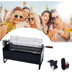 NOALED Holzkohlegrill, elektrisches Rotisserie-Set, 12 V, automatischer BBQ-Grill, Edelstahl, für drinnen und draußen, Garten, Park, Terrasse, Party, Camping, Karneval, Verwendung für Fis