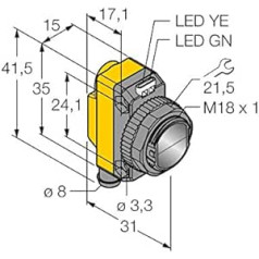 3073044 — QS18VP6LDQ7, optisko sensoru lāzera-refleksijas lichttaster