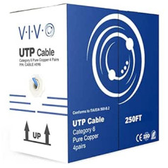 VIVO Blue 250ft Bulk Cat6 pilna vara Ethernet kabelis 23AWG UTP Pull Box Cat6 vadu iekštelpu tīkla instalācijas CABLE-V016