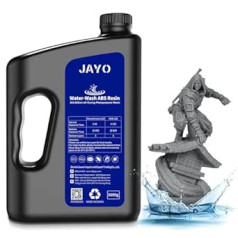 JAYO Water Wb mazgājami ABS līdzīgi sveķi 3 kg, 3D printera sveķi 405 nm UV standarta ātri fotopolimēra sveķi LCD/DLP/SLA 3D printerim, augstas precizitātes, nav trausli, ar zemu smaržu, tumši pelēka, 3000 g