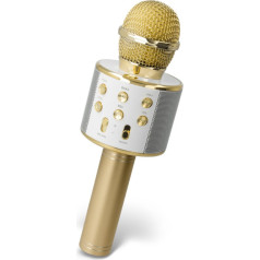 Forever BMS-300 Bluetooth Karaoke Mikrofons Ar iebūvētu Skaļruni / 3W / Aux / Balss Modulators / USB / MicroSD / Zelta