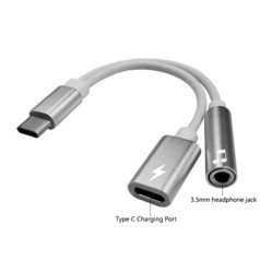 RoGer AD15685 3.5 mm uz USB-C Audio Adapteris Telefoniem + Uzlāde Sudraba