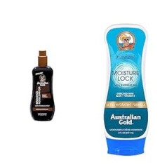 Australian Gold Australijos auksas – tamsų įdegį pagreitinantis purškiamasis gelis, 237 ml (1 vnt. pakuotėje) ir Moisture Lock įdegio ilgintuvas po deginimosi veidui ir kūnui, 227 g