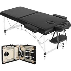Yaheetech mobilus masažo stalas 2 zonų Reguliuojamo aukščio masažo stalas Masažo lova su aliuminio kojomis ir krepšiu 213 x 90 cm