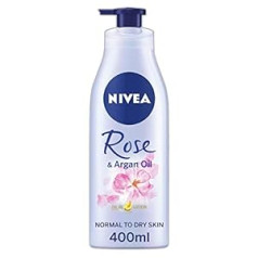 Nivea Oil In Lotion Rose & Argan Oil (400 ml, iepakojumā 6), papildinošs ķermeņa losjons ar rožu un argana eļļu, intensīvi mitrinošs krēms ar mitrinošu formulu