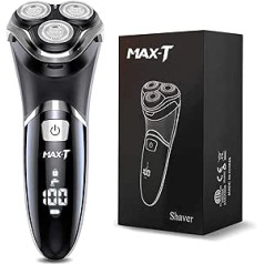 MAX-T Upgraded 3D ProSkin LED Razor Men's Electric Wet and Dry Shaver with Travel Lock and Pop-up Precision Trimmer, Rechargeable and Wireless, Gifts for Men, Black