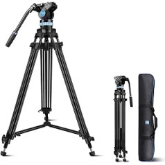 SIRUI AM-15S Aluminium Camera Video Tripod with Fluid Head, 155 cm Professional Heavy Duty Camera Tripod / Video Tripod Kit for Cameras, Maximum Load 10 kg