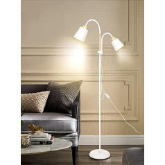 Anten Valis stāvlampa ar lasīšanas lampu Dzīvojamā istaba E27 Kontaktligzda Maks. 60 W 360° grozāma 2 lampu galviņas grīdas lampa Moderna metāla dīvāna lampa ar augstumu 159 cm guļamistabai balta bez spuldzes