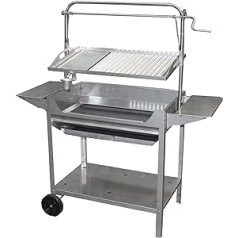 Imex El Zorro 71766 Stainless Steel Barbecue with Cooking Grate, Lift, Wheels and Trays, Grey, 124 x 50 x 140 cm