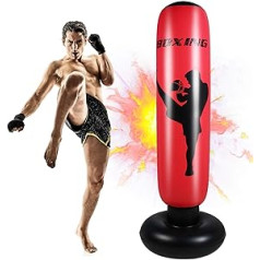 170 cm Adult Punch Bag, Freestanding Standing Punch Bag, Inflatable Punch Bag, Standing, MMA Boxing Partner Boxing Trainer, Heavy Duty Punching Bags, for Practising Karate, Taekwondo, Pressure Relief,