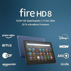 Zertifiziert und generalüberholt Fire HD 8 Tablet, 8 Zoll HD-Display, 32 GB, 30% Schnellerer Prozessor, für Unterhaltung unterwegs (2022), schwarz, mit Werbung