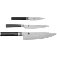 KAI Shun Classic japanisches Kochmesser 3er Set - Kochmesser 20 cm Klingenlänge + Allzweckmesser 15 cm Klingenlänge + Officemesser 9 cm Klingenlänge - Damastmesser 32 Lagen VG MAX Kern - Pakkaholz