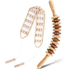 Masāžas rullītis mugurā ar rokturi Maderoterapijas komplekts Anti Cellulite Massager Masāžas koksne piemērots kaklam, kājām, mugurai, ķermenim, 2 gab., dabīgā koka krāsā