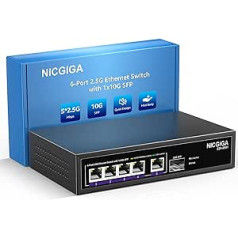 5-портовый Ethernet-коммутатор NICGIGA 2,5G с восходящим каналом 10G SFP, неуправляемый сетевой коммутатор 2,5 Гбит/с, Plug & Play, настольный/настенный монтаж, безвентиляторный металлический дизайн