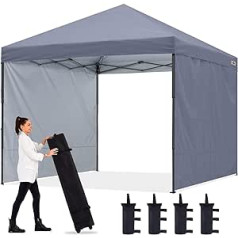 ABCCANOPY 3x3M Pavillon Outdoor Easy Pop-up-Überdachungszelt mit 2 Seitenwände, Grau