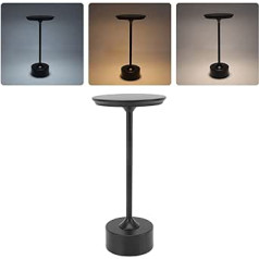 Belaidė stalinė lempa, reguliuojama stalinė lempa, nešiojamas USB C spalvos LED lovos lempa, pagaminta iš metalo su įmontuota 2000 mAh ličio baterija, jutiklinis valdymas miegamajam / valgomajam (juodas)