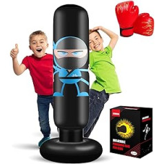 EIVONDA bērnu boksa maiss, 160 cm, piepūšamā nindzju bumba, stāvošs boksa maiss ar boksa cimdiem MMA karatē taekvondo boksa trenēšanai un bērnu uzkrātās enerģijas samazināšanai