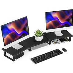 Aothia lielais monitora statīvs, 2 vai 3 monitoru statīvs, ekrāna pacēlājs ar regulējamu garumu un leņķi, galddatora organizatora ekrāna statīvs datoram, klēpjdatoram, printerim, televizoram (melns)