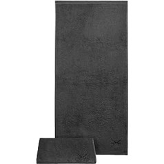 Sansibar Bath Towel Set of 2 70 x 140 cm 100% Cotton with Embroidered Sabre Logo Anthracite