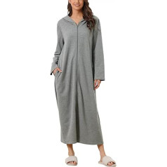 Cheibear женский халат с молнией спереди и капюшоном, домашнее платье, ночная рубашка, домашнее пальто, толстовка, длинная домашняя одежда, хал